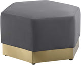 Marquis Velvet / Engineered Wood / Stainless Steel / Foam Contemporary Grey Velvet Ottoman - 26.75" W x 26.75" D x 17" H