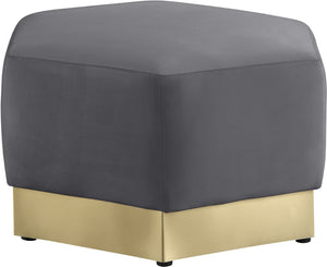 Marquis Velvet / Engineered Wood / Stainless Steel / Foam Contemporary Grey Velvet Ottoman - 26.75" W x 26.75" D x 17" H