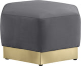 Marquis Velvet / Engineered Wood / Stainless Steel / Foam Contemporary Grey Velvet Ottoman - 26.75" W x 26.75" D x 17" H