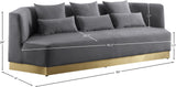 Marquis Velvet / Engineered Wood / Stainless Steel / Foam Contemporary Grey Velvet Sofa - 93" W x 38" D x 29" H