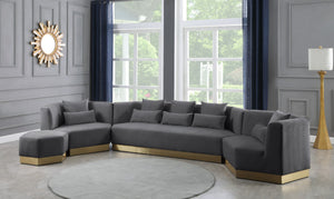 Marquis Velvet / Engineered Wood / Stainless Steel / Foam Contemporary Grey Velvet Sofa - 93" W x 38" D x 29" H