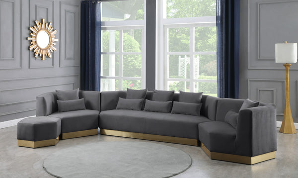 Marquis Velvet / Engineered Wood / Stainless Steel / Foam Contemporary Grey Velvet Sofa - 93" W x 38" D x 29" H