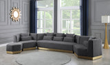 Marquis Velvet / Engineered Wood / Stainless Steel / Foam Contemporary Grey Velvet Sofa - 93" W x 38" D x 29" H