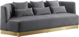 Marquis Velvet / Engineered Wood / Stainless Steel / Foam Contemporary Grey Velvet Sofa - 93" W x 38" D x 29" H