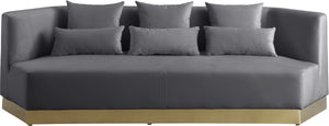 Marquis Velvet / Engineered Wood / Stainless Steel / Foam Contemporary Grey Velvet Sofa - 93" W x 38" D x 29" H