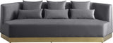 Marquis Velvet / Engineered Wood / Stainless Steel / Foam Contemporary Grey Velvet Sofa - 93" W x 38" D x 29" H