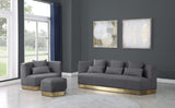 Marquis Velvet / Engineered Wood / Stainless Steel / Foam Contemporary Grey Velvet Sofa - 93" W x 38" D x 29" H