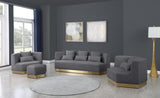 Marquis Velvet / Engineered Wood / Stainless Steel / Foam Contemporary Grey Velvet Sofa - 93" W x 38" D x 29" H