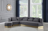 Marquis Velvet / Engineered Wood / Stainless Steel / Foam Contemporary Grey Velvet Sofa - 93" W x 38" D x 29" H