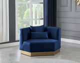 Marquis Velvet / Engineered Wood / Stainless Steel / Foam Contemporary Navy Velvet Chair - 47.75" W x 38" D x 29" H