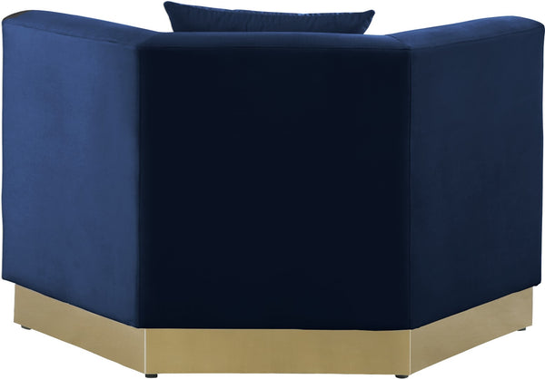 Marquis Velvet / Engineered Wood / Stainless Steel / Foam Contemporary Navy Velvet Chair - 47.75" W x 38" D x 29" H