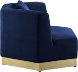 Marquis Velvet / Engineered Wood / Stainless Steel / Foam Contemporary Navy Velvet Chair - 47.75" W x 38" D x 29" H