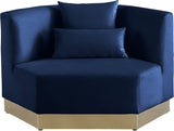 Marquis Velvet / Engineered Wood / Stainless Steel / Foam Contemporary Navy Velvet Chair - 47.75" W x 38" D x 29" H