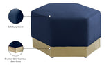 Marquis Velvet / Engineered Wood / Stainless Steel / Foam Contemporary Navy Velvet Ottoman - 26.75" W x 26.75" D x 17" H