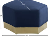 Marquis Velvet / Engineered Wood / Stainless Steel / Foam Contemporary Navy Velvet Ottoman - 26.75" W x 26.75" D x 17" H