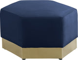 Marquis Velvet / Engineered Wood / Stainless Steel / Foam Contemporary Navy Velvet Ottoman - 26.75" W x 26.75" D x 17" H