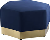 Marquis Velvet / Engineered Wood / Stainless Steel / Foam Contemporary Navy Velvet Ottoman - 26.75" W x 26.75" D x 17" H