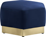 Marquis Velvet / Engineered Wood / Stainless Steel / Foam Contemporary Navy Velvet Ottoman - 26.75" W x 26.75" D x 17" H