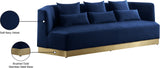 Marquis Velvet / Engineered Wood / Stainless Steel / Foam Contemporary Navy Velvet Sofa - 93" W x 38" D x 29" H