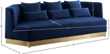 Marquis Velvet / Engineered Wood / Stainless Steel / Foam Contemporary Navy Velvet Sofa - 93" W x 38" D x 29" H