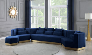 Marquis Velvet / Engineered Wood / Stainless Steel / Foam Contemporary Navy Velvet Sofa - 93" W x 38" D x 29" H