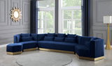 Marquis Velvet / Engineered Wood / Stainless Steel / Foam Contemporary Navy Velvet Sofa - 93" W x 38" D x 29" H