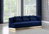 Marquis Velvet / Engineered Wood / Stainless Steel / Foam Contemporary Navy Velvet Sofa - 93" W x 38" D x 29" H