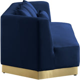 Marquis Velvet / Engineered Wood / Stainless Steel / Foam Contemporary Navy Velvet Sofa - 93" W x 38" D x 29" H