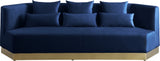 Marquis Velvet / Engineered Wood / Stainless Steel / Foam Contemporary Navy Velvet Sofa - 93" W x 38" D x 29" H