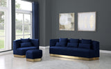 Marquis Velvet / Engineered Wood / Stainless Steel / Foam Contemporary Navy Velvet Sofa - 93" W x 38" D x 29" H