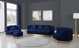 Marquis Velvet / Engineered Wood / Stainless Steel / Foam Contemporary Navy Velvet Sofa - 93" W x 38" D x 29" H