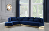 Marquis Velvet / Engineered Wood / Stainless Steel / Foam Contemporary Navy Velvet Sofa - 93" W x 38" D x 29" H