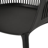 Noble House Dahlia Outdoor Modern Dining Chair (Set of 4), Black