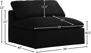 Serene Linen Textured Fabric / Down / Polyester / Engineered Wood Contemporary Black Linen Textured Fabric Deluxe Cloud-Like Comfort Armless Chair - 39" W x 40" D x 32" H