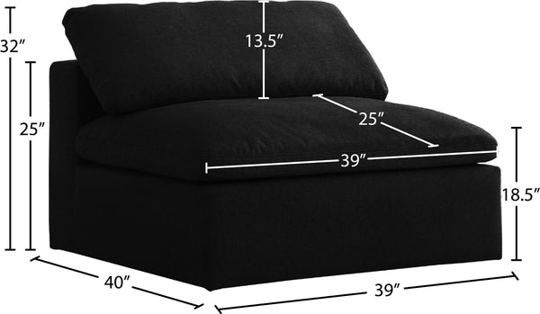 Serene Linen Textured Fabric / Down / Polyester / Engineered Wood Contemporary Black Linen Textured Fabric Deluxe Cloud-Like Comfort Armless Chair - 39" W x 40" D x 32" H