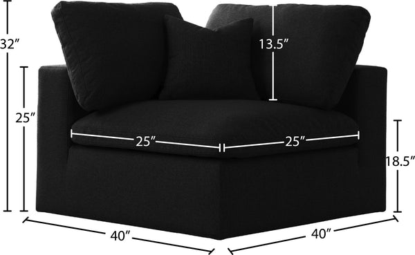 Serene Linen Textured Fabric / Down / Polyester / Engineered Wood Contemporary Black Linen Textured Fabric Deluxe Cloud-Like Comfort Corner Chair - 40" W x 40" D x 32" H