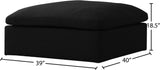 Serene Linen Textured Fabric / Down / Polyester / Engineered Wood Contemporary Black Linen Textured Fabric Deluxe Cloud-Like Comfort Ottoman - 39" W x 40" D x 18.5" H