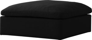 Serene Linen Textured Fabric / Down / Polyester / Engineered Wood Contemporary Black Linen Textured Fabric Deluxe Cloud-Like Comfort Ottoman - 39" W x 40" D x 18.5" H