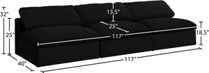 Serene Linen Textured Fabric / Down / Polyester / Engineered Wood Contemporary Black Linen Textured Fabric Deluxe Cloud-Like Comfort Modular Armless Sofa - 117" W x 40" D x 32" H