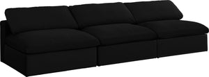Serene Linen Textured Fabric / Down / Polyester / Engineered Wood Contemporary Black Linen Textured Fabric Deluxe Cloud-Like Comfort Modular Armless Sofa - 117" W x 40" D x 32" H