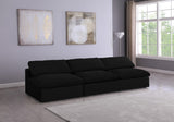 Serene Linen Textured Fabric / Down / Polyester / Engineered Wood Contemporary Black Linen Textured Fabric Deluxe Cloud-Like Comfort Modular Armless Sofa - 117" W x 40" D x 32" H
