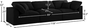 Serene Linen Textured Fabric / Down / Polyester / Engineered Wood Contemporary Black Linen Textured Fabric Deluxe Cloud-Like Comfort Modular Sofa - 119" W x 40" D x 32" H