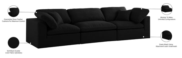 Serene Linen Textured Fabric / Down / Polyester / Engineered Wood Contemporary Black Linen Textured Fabric Deluxe Cloud-Like Comfort Modular Sofa - 119" W x 40" D x 32" H