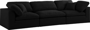 Serene Linen Textured Fabric / Down / Polyester / Engineered Wood Contemporary Black Linen Textured Fabric Deluxe Cloud-Like Comfort Modular Sofa - 119" W x 40" D x 32" H