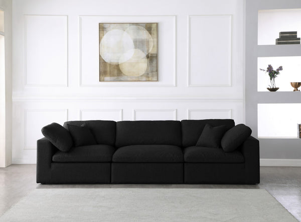 Serene Linen Textured Fabric / Down / Polyester / Engineered Wood Contemporary Black Linen Textured Fabric Deluxe Cloud-Like Comfort Modular Sofa - 119" W x 40" D x 32" H