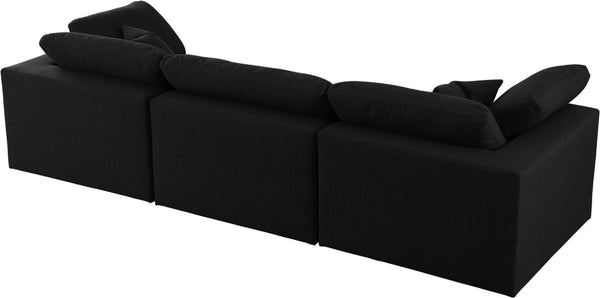 Serene Linen Textured Fabric / Down / Polyester / Engineered Wood Contemporary Black Linen Textured Fabric Deluxe Cloud-Like Comfort Modular Sofa - 119" W x 40" D x 32" H