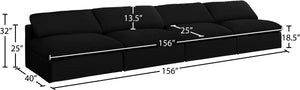 Serene Linen Textured Fabric / Down / Polyester / Engineered Wood Contemporary Black Linen Textured Fabric Deluxe Cloud-Like Comfort Modular Armless Sofa - 156" W x 40" D x 32" H