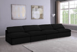 Serene Linen Textured Fabric / Down / Polyester / Engineered Wood Contemporary Black Linen Textured Fabric Deluxe Cloud-Like Comfort Modular Armless Sofa - 156" W x 40" D x 32" H