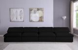 Serene Linen Textured Fabric / Down / Polyester / Engineered Wood Contemporary Black Linen Textured Fabric Deluxe Cloud-Like Comfort Modular Armless Sofa - 156" W x 40" D x 32" H