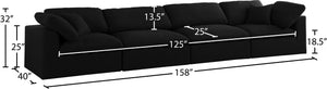 Serene Linen Textured Fabric / Down / Polyester / Engineered Wood Contemporary Black Linen Textured Fabric Deluxe Cloud-Like Comfort Modular Sofa - 158" W x 40" D x 32" H